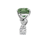 White gold Fancy Green Cushion Cut Solitaire Twisted Pave Band with Four-Prong Setting_20