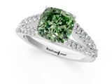 White gold Fancy Green Cushion  Cut Split Shank Pave Diamond Engagement Ring with Four-Prong Setting_25