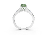 White gold Fancy Green Cushion  Cut Split Shank Pave Diamond Engagement Ring with Four-Prong Setting_27