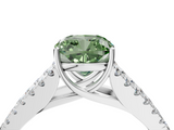 White gold Fancy Green Cushion  Cut Split Shank Pave Diamond Engagement Ring with Four-Prong Setting_28