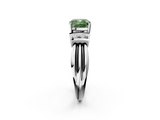 White gold Fancy Green Cushion  Cut Three-Stone Channel Set Ring with Bar Prongs_49