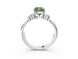 White gold Fancy Green Cushion  Cut Three-Stone Channel Set Ring with Bar Prongs_50