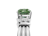White gold Fancy Green Cushion  Cut Three-Stone Channel Set Ring with Bar Prongs_52