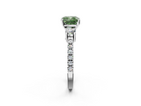 White gold Fancy Green Cushion  Cut Three-Stone Diamond Pavé Band with Prong Setting_55