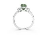 White gold Fancy Green Cushion  Cut Three-Stone Diamond Pavé Band with Prong Setting_56
