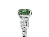 White gold Fancy Green Cushion  Cut Three-Stone Diamond Pavé Band with Prong Setting_58