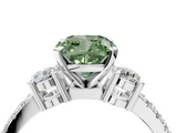 White gold Fancy Green Cushion  Cut Three-Stone Diamond Pavé Band with Prong Setting_59