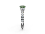 White gold Fancy Green Cushion  Cut Three-Stone Diamond Pave Band with Prong Setting_34