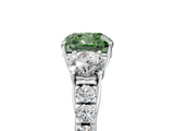 White gold Fancy Green Cushion  Cut Three-Stone Diamond Pave Band with Prong Setting_42