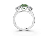 White gold Fancy Green Cushion Cut Three-Stone Diamond Ring with Prong Setting on a Classic Band_15
