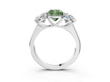 White gold Fancy Green Cushion Cut Three-Stone Diamond Ring with Prong Setting on a Classic Band_9