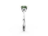 White gold Fancy Green Cushion  Cut Three-Stone Solitaire Ring with Round Accent Diamonds and Four-Prong Setting_22