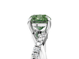 White gold Fancy Green Cushion  Cut Twist Band Solitaire Diamond Ring with Pavé Setting_8