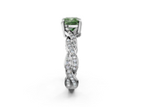White gold Fancy Green Cushion  Cut Twisted Pavé Band Solitaire Ring with Four-Prong Setting_57