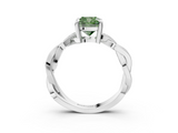 White gold Fancy Green Cushion  Cut Twisted Pavé Band Solitaire Ring with Four-Prong Setting_58