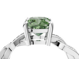 White gold Fancy Green Cushion  Cut Twisted Pavé Band Solitaire Ring with Four-Prong Setting_59