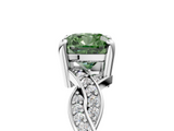 White gold Fancy Green Cushion  Cut Twisted Pavé Band Solitaire Ring with Four-Prong Setting_60