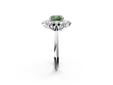 White gold Fancy Green Cushion  Diamond Cluster Halo Ring with Solitaire Band and Four-Prong Setting_21