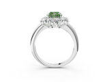 White gold Fancy Green Cushion  Diamond Cluster Halo Ring with Solitaire Band and Four-Prong Setting_22