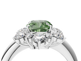 White gold Fancy Green Cushion  Diamond Cluster Halo Ring with Solitaire Band and Four-Prong Setting_23