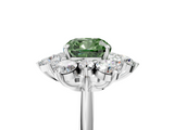 White gold Fancy Green Cushion  Diamond Cluster Halo Ring with Solitaire Band and Four-Prong Setting_24