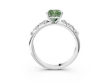 White gold Fancy Green Cushion  Diamond Cluster Prong-Set Solitaire Ring_23