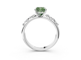 White gold Fancy Green Cushion  Diamond Cluster Prong-Set Solitaire Ring_24