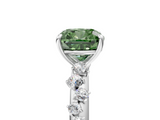 White gold Fancy Green Cushion  Diamond Cluster Prong-Set Solitaire Ring_25