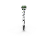 White gold Fancy Green Cushion  Diamond Cluster Prong-Set Solitaire Ring_26