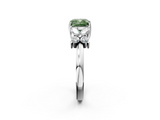 White gold Fancy Green Cushion  Diamond Floral Cluster Ring with Solitaire Band and Prong Setting_77