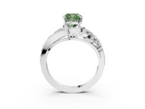 White gold Fancy Green Cushion  Diamond Halo Ring with Marquise and Pavé Band in Prong Setting_76