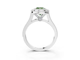 White gold Fancy Green Cushion  Diamond Halo Ring with Milgrain Frame and Pavé Band_74