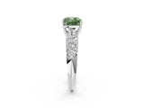 White gold Fancy Green Cushion  Diamond Pavé Band Solitaire Ring with Four-Prong Setting_51