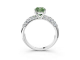 White gold Fancy Green Cushion  Diamond Pavé Band Solitaire Ring with Four-Prong Setting_52