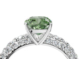 White gold Fancy Green Cushion  Diamond Pavé Band Solitaire Ring with Four-Prong Setting_53