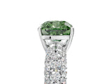 White gold Fancy Green Cushion  Diamond Pavé Band Solitaire Ring with Four-Prong Setting_54