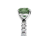 White gold Fancy Green Cushion  Diamond Pavé Band Solitaire with Four-Prong Setting_216