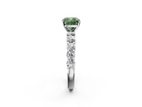 White gold Fancy Green Cushion  Diamond Pavé Band Solitaire with Four-Prong Setting_5