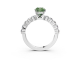 White gold Fancy Green Cushion  Diamond Pavé Band Solitaire with Four-Prong Setting_6