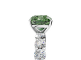 White gold Fancy Green Cushion  Diamond Pavé Band Solitaire with Four-Prong Setting_8
