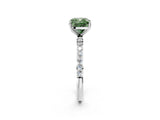 White gold Fancy Green Cushion  Diamond Pavé Band with Six-Prong Setting_35