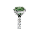 White gold Fancy Green Cushion  Diamond Pavé Band with Six-Prong Setting_38