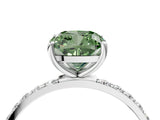 White gold Fancy Green Cushion  Diamond Pavé Band with Six-Prong Setting_42