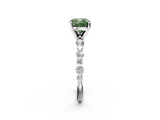 White gold Fancy Green Cushion  Diamond Prong Set Engagement Ring with Pave Band_189