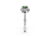 White gold Fancy Green Cushion  Diamond Solitaire Ring with Shared Prong Pavé Band_104