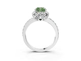 White gold Fancy Green Cushion  Diamond Solitaire Ring with Shared Prong Pavé Band_105