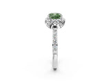 White gold Fancy Green Cushion  Diamond Solitaire Ring with Shared Prong Pavé Band_14