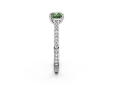 White gold Fancy Green Cushion  Diamond Solitaire with Pave Band and Six-Prong Setting_22