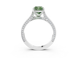 White gold Fancy Green Cushion  Diamond Solitaire with Pave Band and Six-Prong Setting_23
