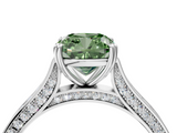 White gold Fancy Green Cushion  Diamond Solitaire with Pave Band and Six-Prong Setting_24